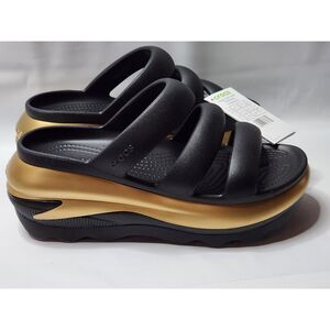 Crocs Mega Crush Triple Strap Platform Sandals Women’s 8 Black Metallic NWT